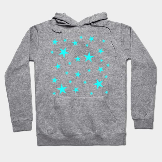 Bright Turquoise Stars Pattern | Light Blue Hoodie by stuartjsharples